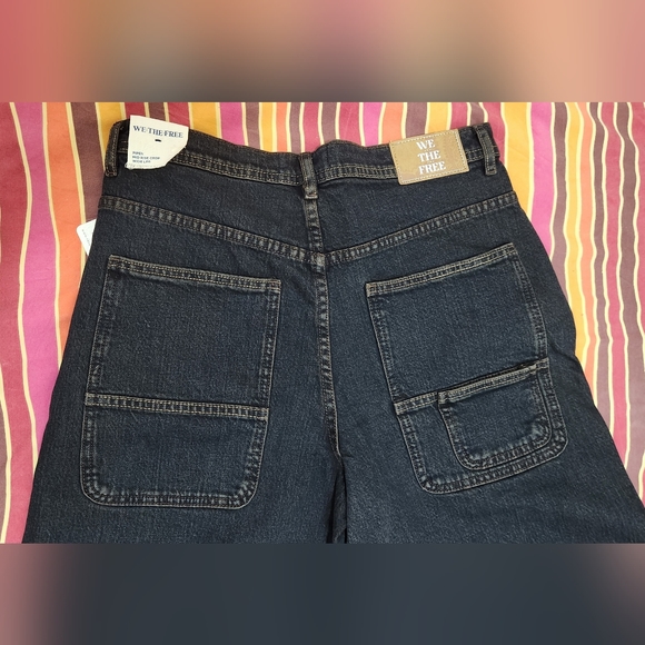 We The Free Piper Mid-Rise Crop Wide-Leg Jeans, Size 28, Dark Blue - Picture 4 of 6